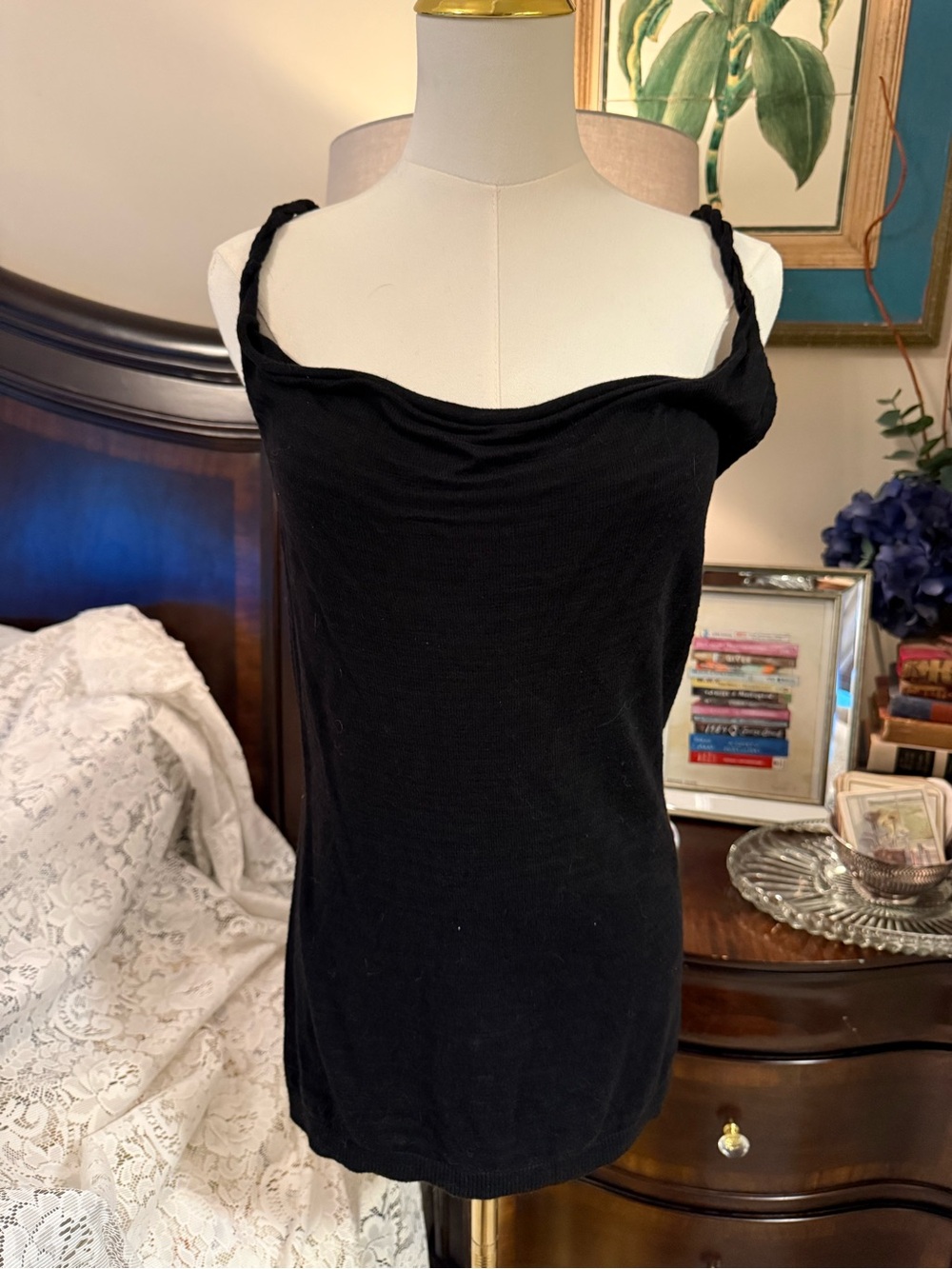 Vintage Old Navy Black Cowl Neck Camisole with Twist Straps